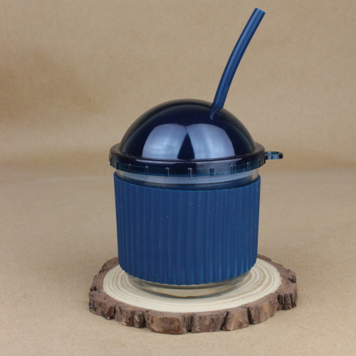 كوب بمسكة ومصاص سليكون ازرق 300 مل