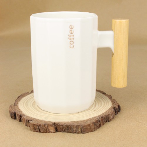 كوب قهوة coffee بمسكة خشبية 370 مل