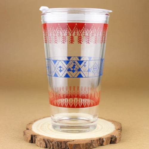 كوب زجاج بغطا للمشروبات الباردة 450 مل