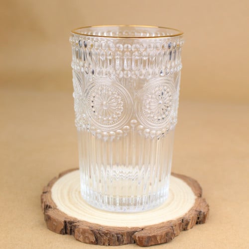 كوب زجاجي مزخرف بأطرف ذهيبة قهوة / شاي 320 مل