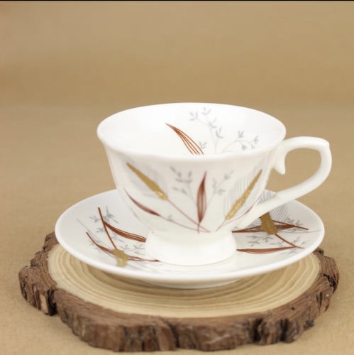 كوب قهوة تركية بزخرفة مع صحن 90 مل