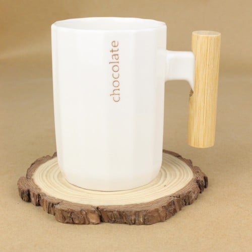 كوب قهوة شوكولاتة بمسكة خشبية 370 مل