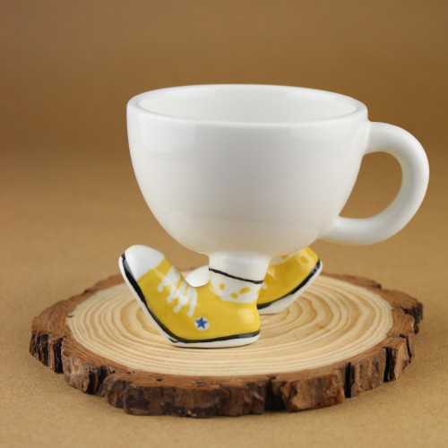 كوب قهوة سراميك اصفر 120 مل