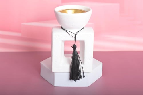 مجموعه(12) مبخرة سيرميك مع كتلة اسود بي علبة شفاف