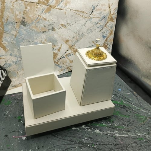 مبخره جلد مع تبسي وصندوق للبخور مع كتابه اسم حسب ا...