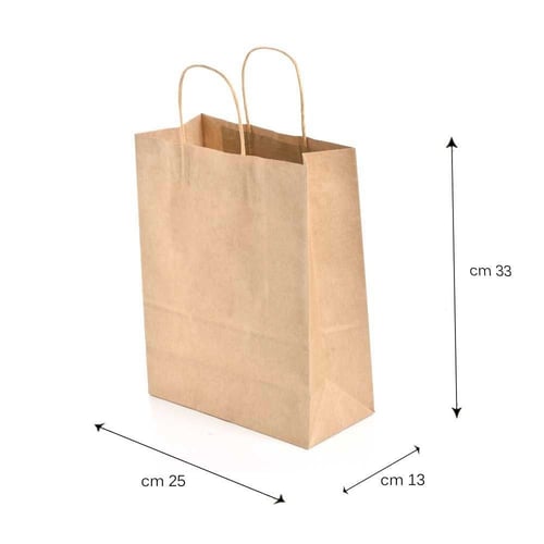 مجموعة (12) كيس ورق طولي بني33*25*13سم
