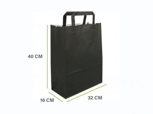 مجموعة (12)كيس ورق أسود مقاس 40*32*16سم