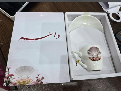 مجموعه(12) كاسات مع الصحن سرميك مع الطباعه حسب الط...