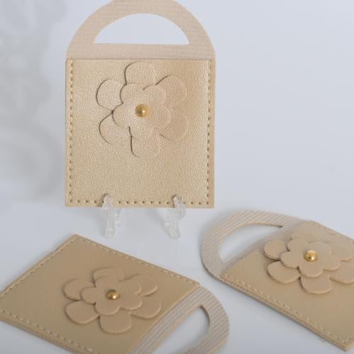 مجموعه (12) جيوب جلد مع ورده بيد لون ذهبي