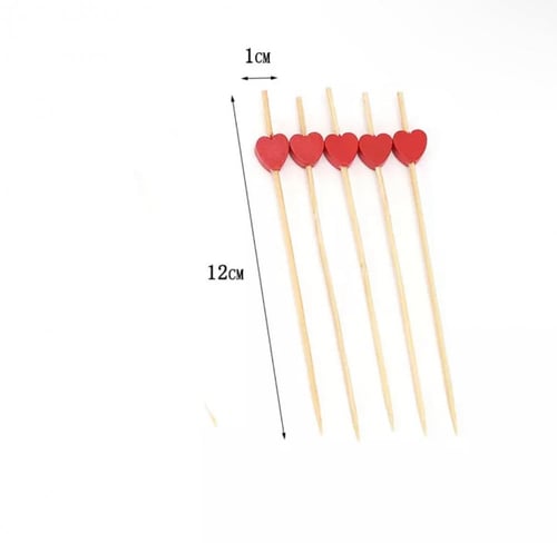 مجموعة (12) عود خشبي للحلى قلب أحمر