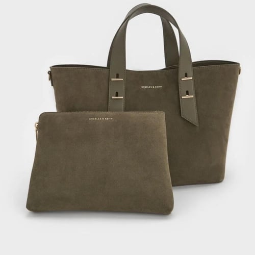 حقيبة شانيا من جلد الغزال المُعاد تدويره - زيتوني...