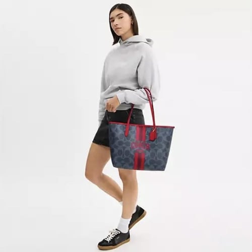 City Tote Bag In Signature Canvas With Coach Graph...