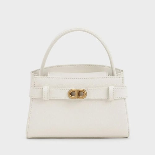 حقيبة أوبرييل ذات المقبض العلوي (صغيرة) - كريمي