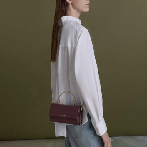 شنطه كريستين مع بوكس - عنابي