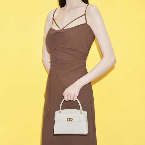 حقيبة أوبرييل ذات المقبض العلوي (صغيرة) - كريمي