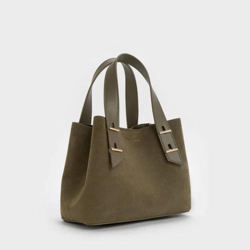 حقيبة توت ميني شانيا بمقبضين من جلد الغزال المُعاد...