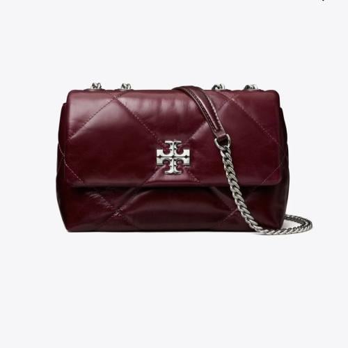 حقيبة كتف كيرا دايموند كويلت مزخرفة-القرمزي الداكن