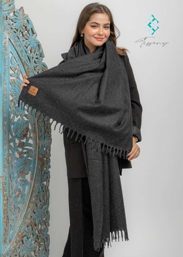 وشاح شتوي صوف - أسود