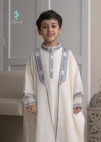 ثوب العيد + بشت ملكي (ازرق)