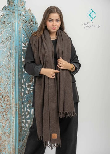 وشاح شتوي صوف - بني محروق