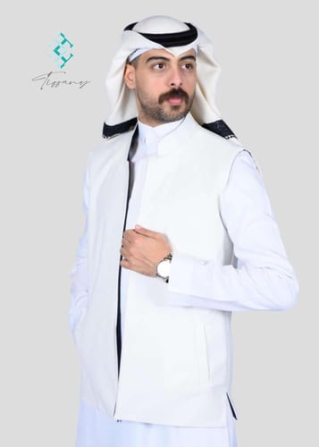 سديري دبل فيس أبيض مع كحلي