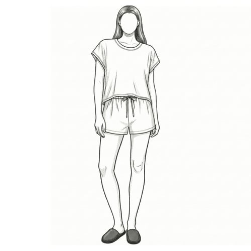 ملابس نوم نسائية باكمام قصيرة - زيتي فاتح