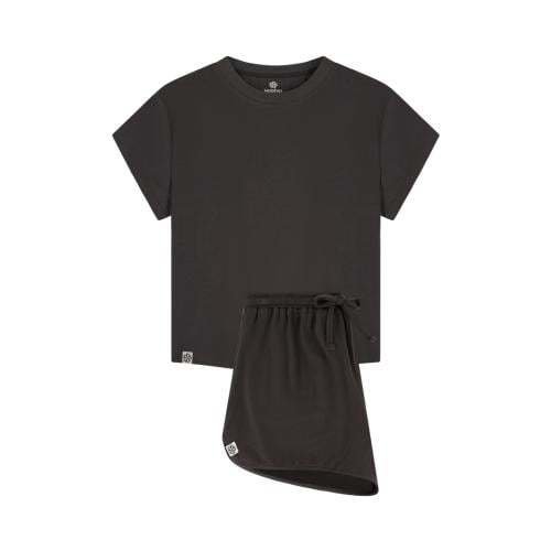 ملابس نوم نسائية باكمام قصيرة - رمادي فحمي