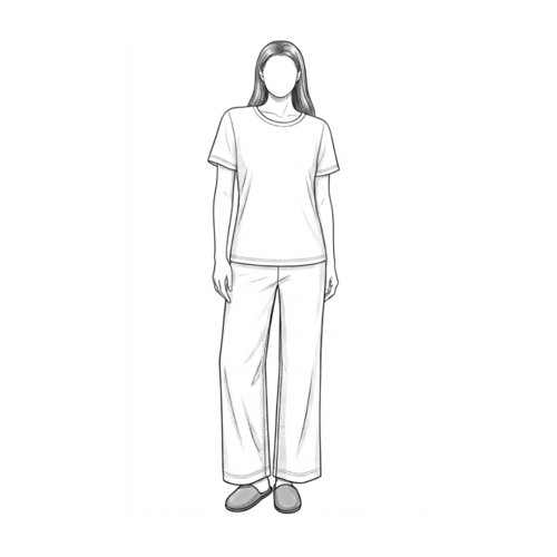 ملابس نوم نسائية باكمام قصيرة/بنطلون طويل - زهري ف...