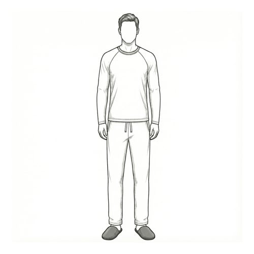 ملابس نوم رجالية باكمام طويلة - زيتي فاتح