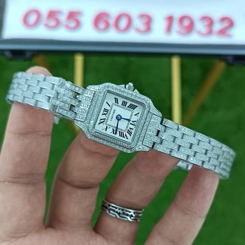 ساعة كارتير بانثير فضي فل زراكون