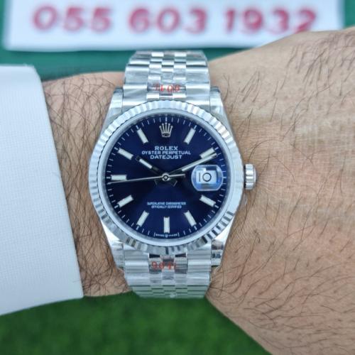 ساعة رولكس ديت جست أزرق 36 ماستر