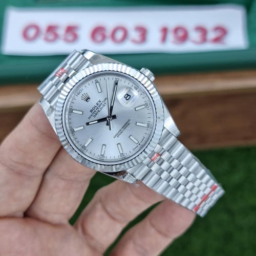 ساعة رولكس ديت جست فضي ماستر