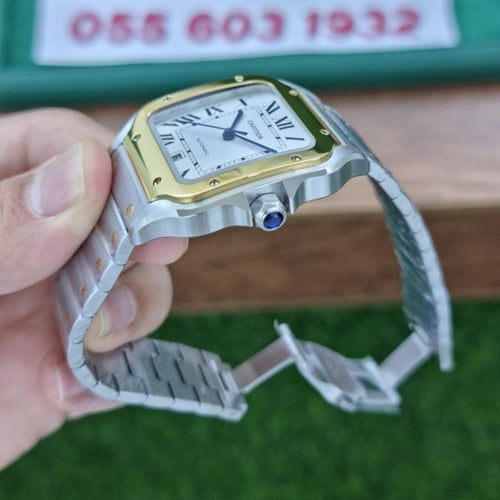 ساعة كارتير سانتوس اطار ذهبي سوبر كلون