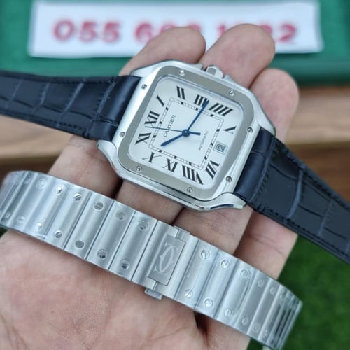 ساعة كارتير سانتوس ماستر مع سير جلد اسود مجانا