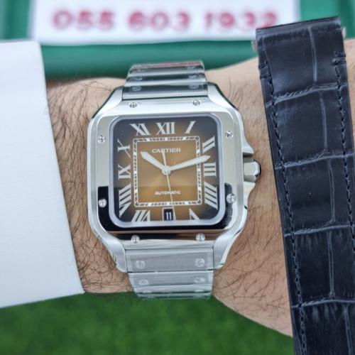 ساعة كارتير سانتوس بني متدرج سوبر كلون