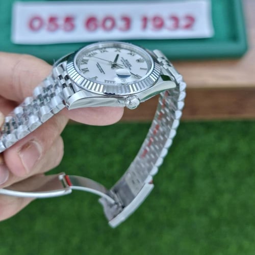 ساعة رولكس ديت جست أرقام رومانية مينا أبيض سوبر كل...