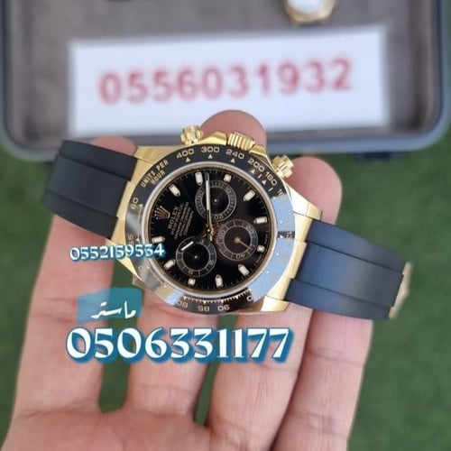 ساعة رولكس دايتونا اطار ذهبي مينا اسود سوبر كلون