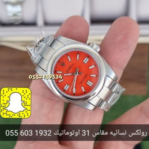 ساعة رولكس بربتشوال أحمر اوتوماتيك نسائية 31