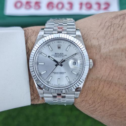 ساعة رولكس ديت جست فضي ماستر