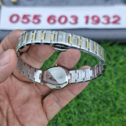 ساعة اقنر جينوفا اطار ذهبي مينا رمادي