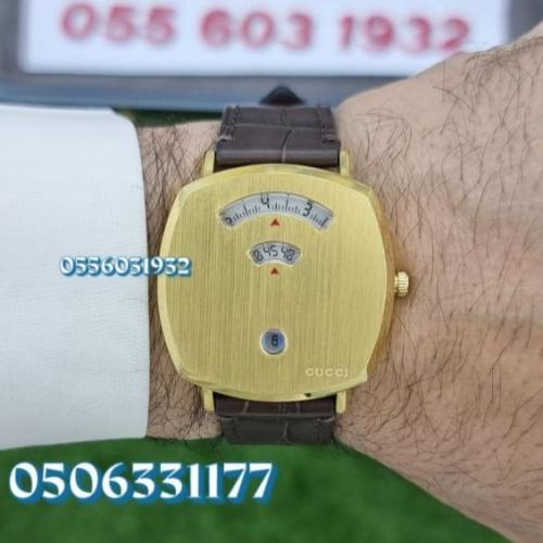 ساعة غوتشي Grip ذهبي جلد بني
