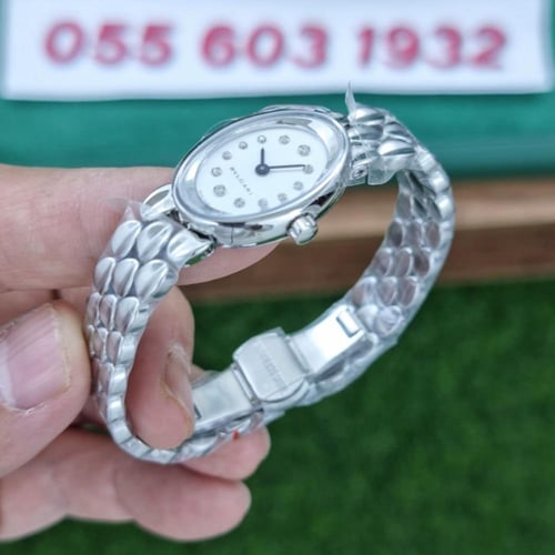 ساعة بولغاري أوفال فضي موشرات زراكون