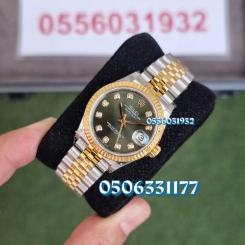 ساعة رولكس ديت جست 31 نسائي ماستر بميناء أخضر
