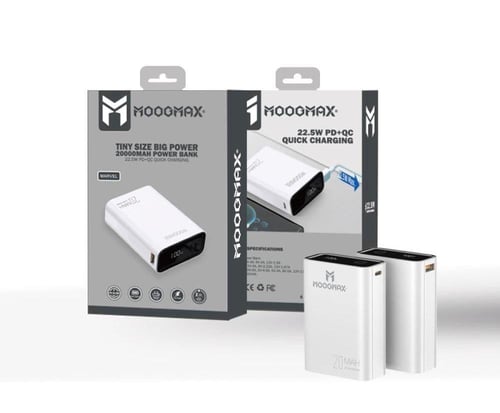 MOOGMAX شاحن متنقل بقوة 20الف 22.5W ابيض = 6973752...