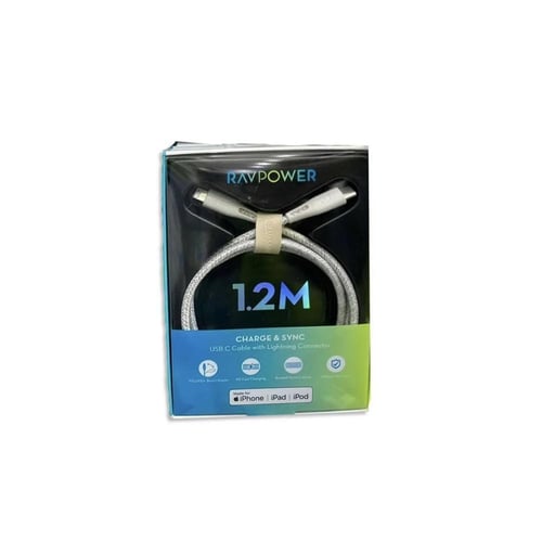 RAVPOWER كيبل راف باور USB-C إلى لايتنينق قماش - ذ...