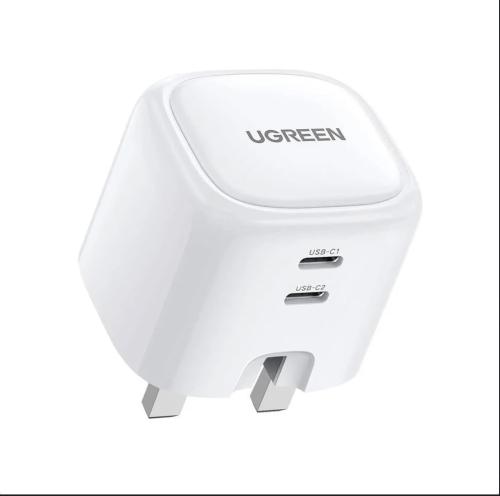 UGREEN شاحن جداري يوجرين نكسود بمنفذين PD وبمنفذ U...