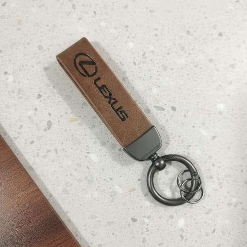 Luxury car logo keychain made of genuine leather a...