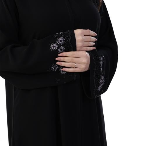 Royal Korean abaya, practical, light hand embroidery, evening