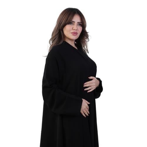 Double wide plain abaya crepe beige with pink