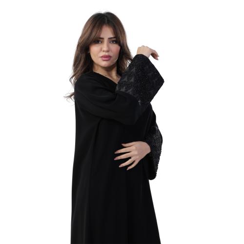 Royal Korean abaya, hand-embroidered organza